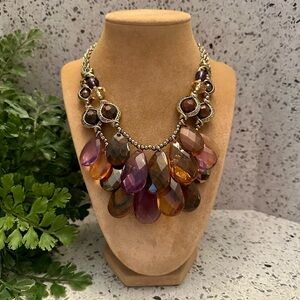 Purple faceted acrylic bead statement necklace